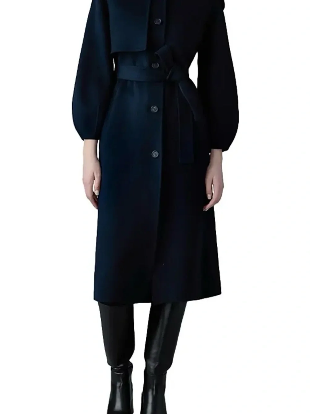 Mackage Navy Belted Trench Coat - Picture 3 of 3